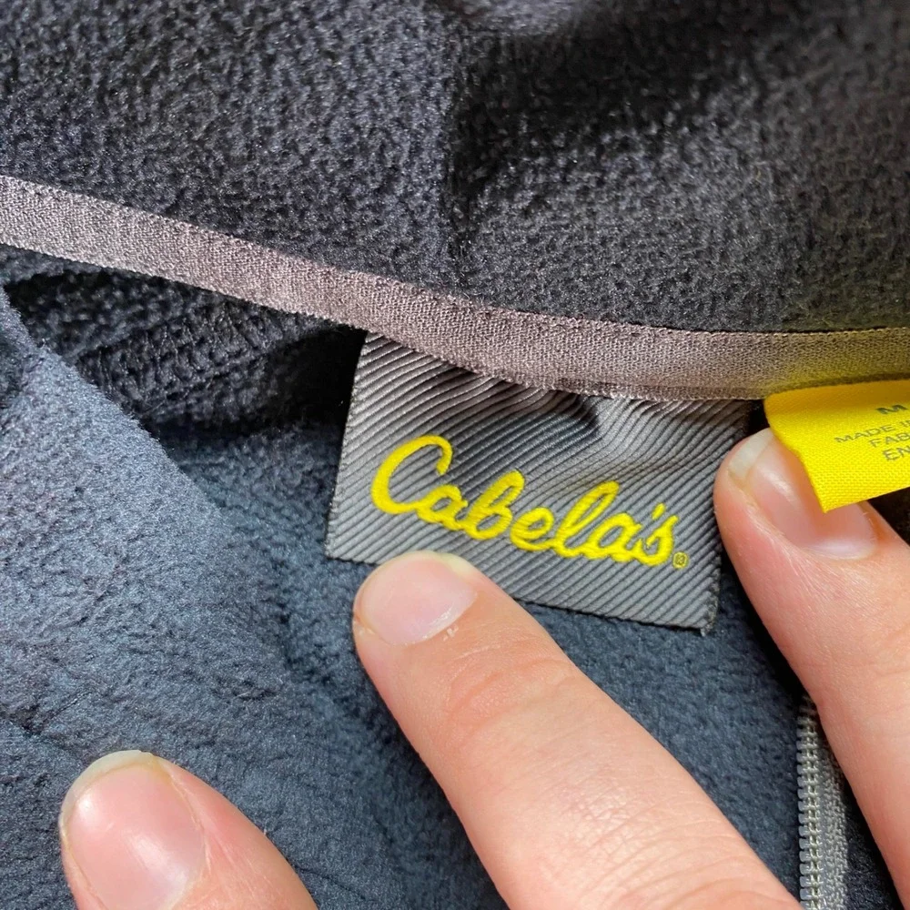 Cabelas Quarter Zip Fleece‎ Pullover Mens Medium Navy Blue Long Sleeve Sweater